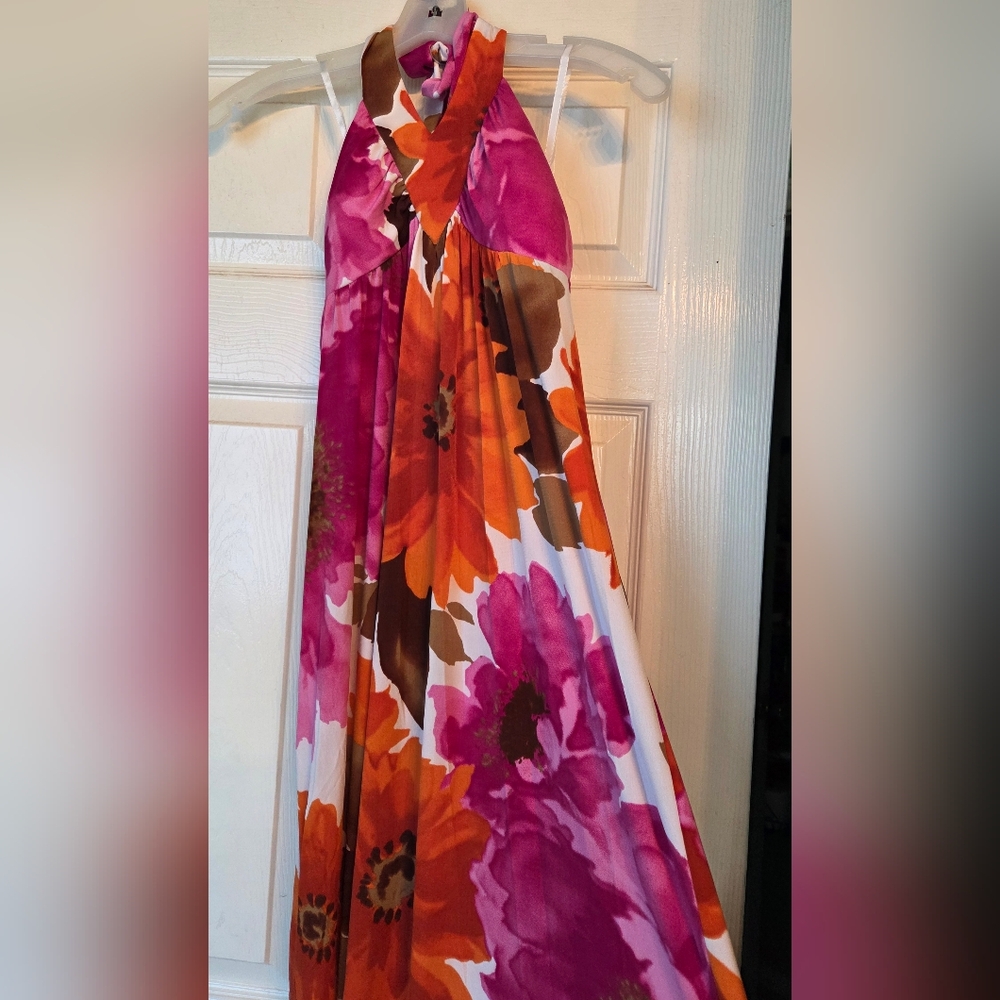 BCX Floral Maxi Dress - Pink, Orange, White